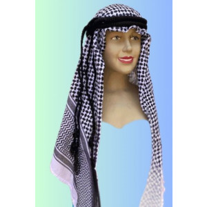 כאפיה  גדולה שחור לבן עם עאקל''