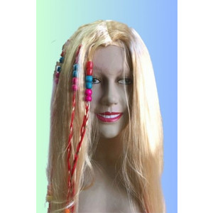 פאה בלונדינית עם חרוזים להיפית<