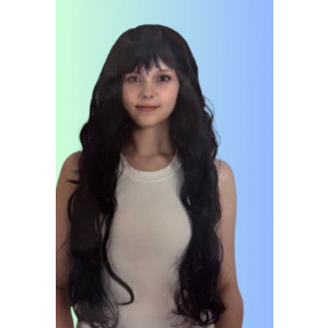 פאה שחור ארוך עם פוני<